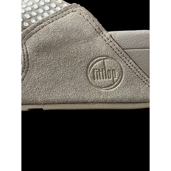 Fitflop Suede Crystal Rokkit Sandals •Women 9/EU 41• Flare Rhinestones Beige - Picture 4 of 9